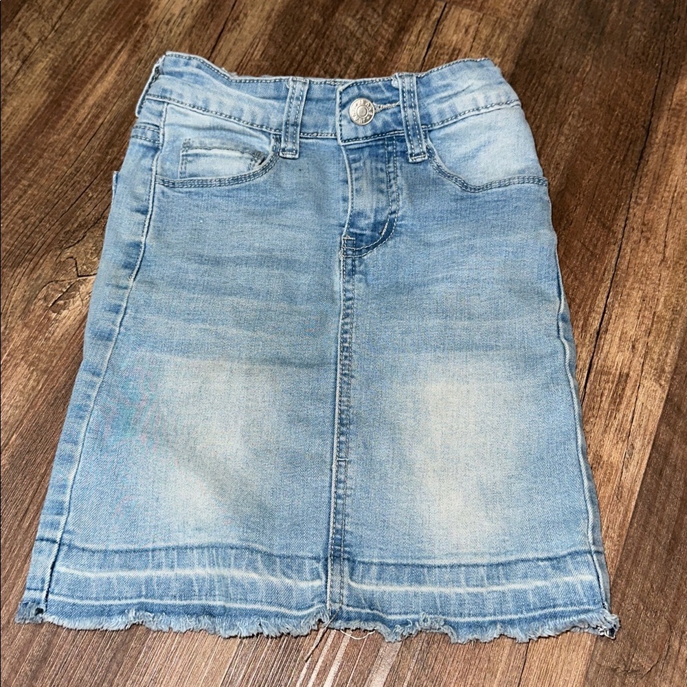 Lot of 2 Girls Denim Modest Midi Skirts- Jade Mackenzie & Jupe De Abby size 4 - Picture 2 of 10